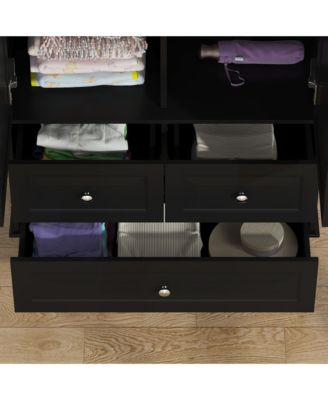 Wardrobe With 2 Doors and 3 Drawers , Bedroom Armoire Closet