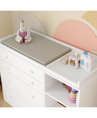 Changing Table Dresser, Baby Nursery Dresser with 5 Drawers and 2 Shelves, Baby Changing Table, Diaper Changing Station