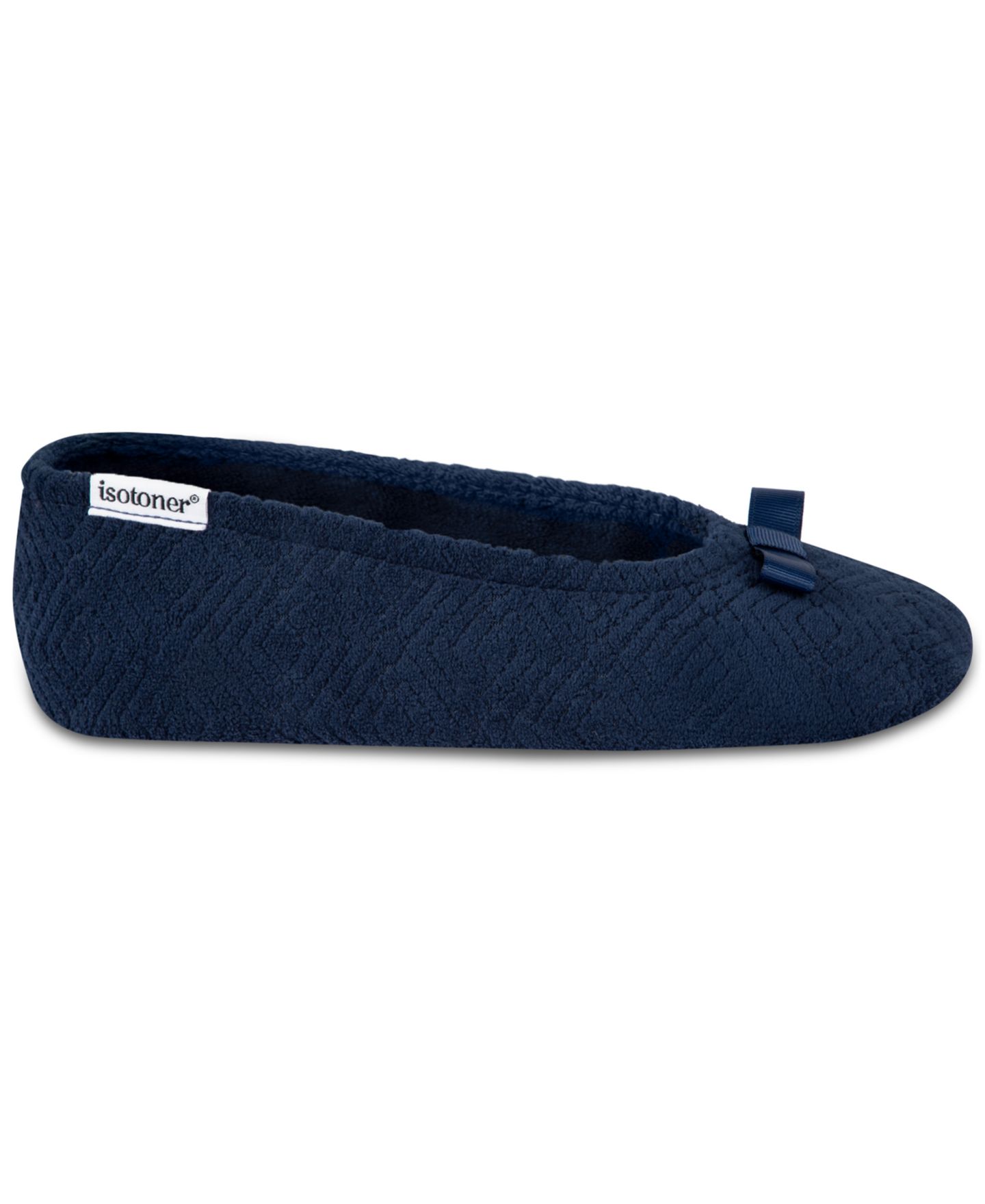 Женские тапочки Isotoner Signature Microterry Gemma Pillowstep Ballerina Slippers, цвет: Тёмно-синий — фото 3