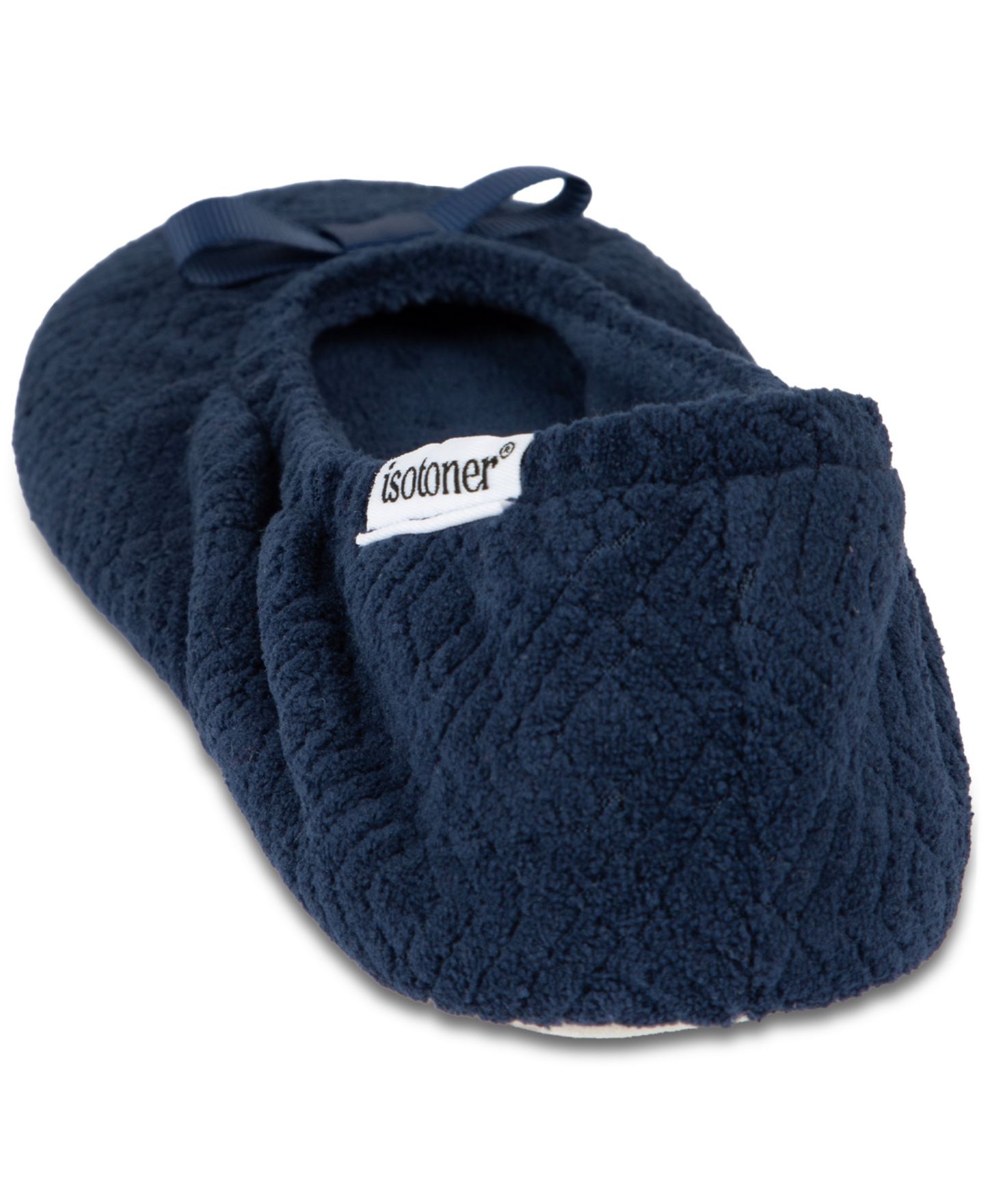 Женские тапочки Isotoner Signature Microterry Gemma Pillowstep Ballerina Slippers, цвет: Тёмно-синий — фото 2