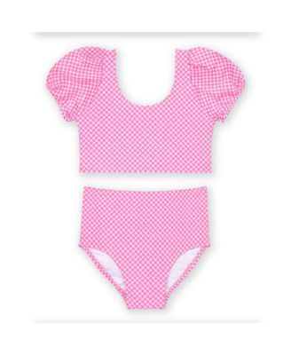 Big Girls Gingham Puff Sleeve Bikini