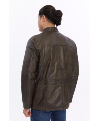Men's Utility Style Leather Jacket