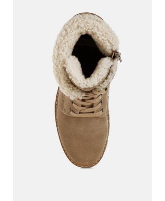 Womens Madoka Fur Collar Chunky Ankle Boots