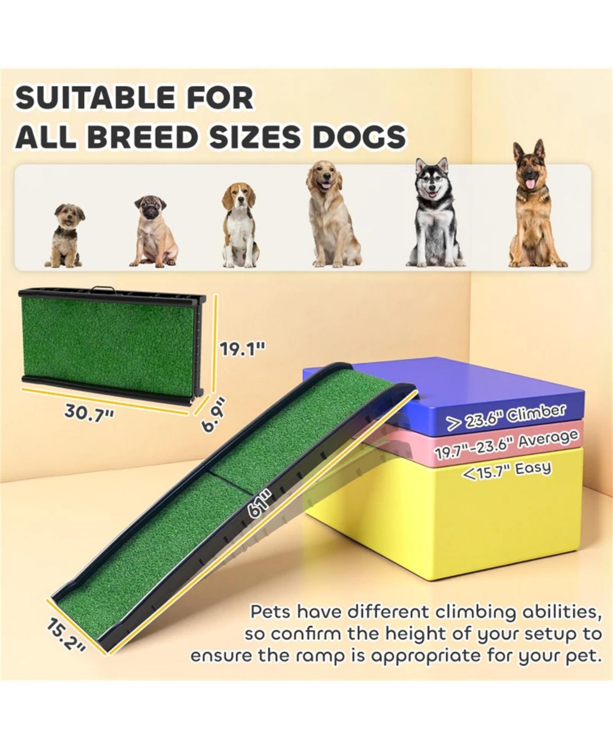 Aostirmotor Foldable Dog Car Ramp | Lightweight & Portable Pet Access Ramp,Green