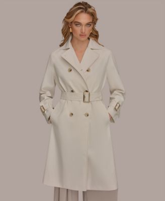 Women's Double Breasted Belted Notch Collar Trench Coat