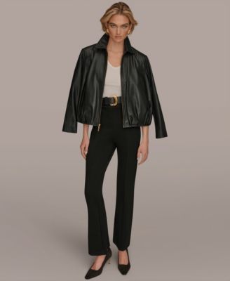 Women's Leather Bomber Jacket