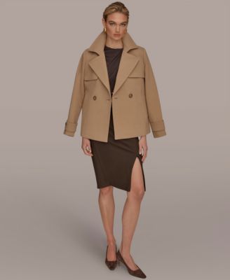 Women's Short Crepe Notch Collar Trench Coat