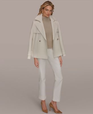 Women's Short Crepe Notch Collar Trench Coat