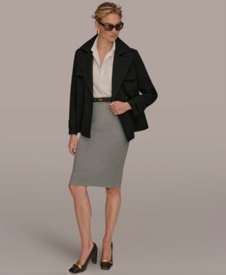 Women's Short Crepe Notch Collar Trench Coat