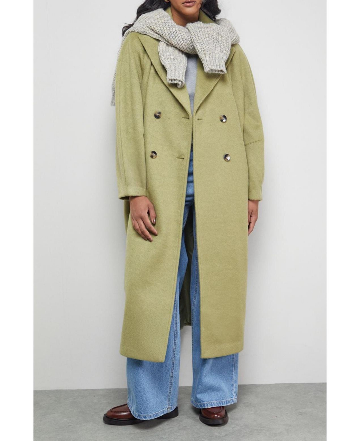 Warehouse Women's Oversized Pleat Back Detail Maxi Coat