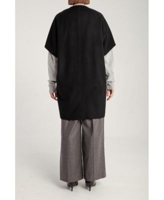 Women's Cashmere Short Sleeve Crew Neck Coat