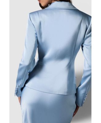 Women's Satin Lapel Waisted Blazer