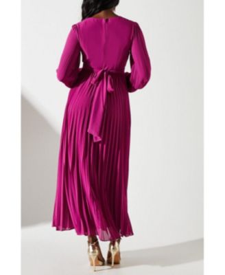 Women's Pleated Wrap Front Dress