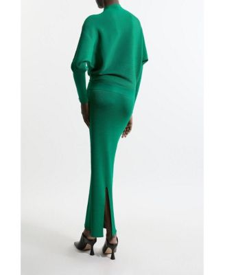 Women's Drape Knit Bat Wing Pencil Midi Dress