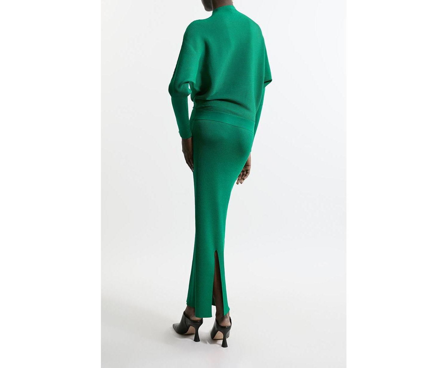 Women's Drape Knit Bat Wing Pencil Midi Dress