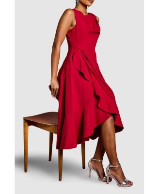 Women's Crepe Ruffle Low Back Dress