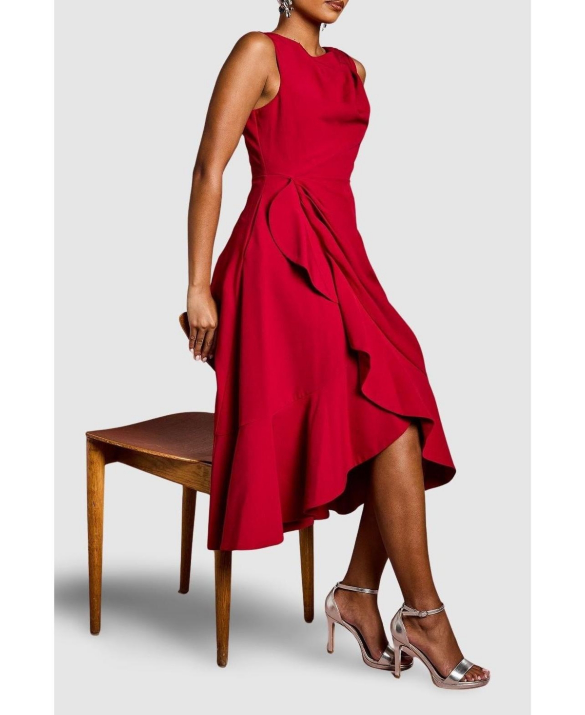 Coast Women's Crepe Ruffle Low Back Dress