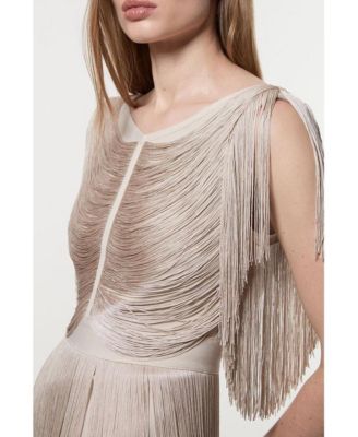 Women's Maxi Draped Fringe Knitted Mini Dress
