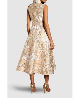 Women's Sleeveless Tux Jacquard Midi Dress