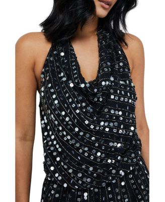 Women's Sequin Cowl Front Flippy Mini Dress