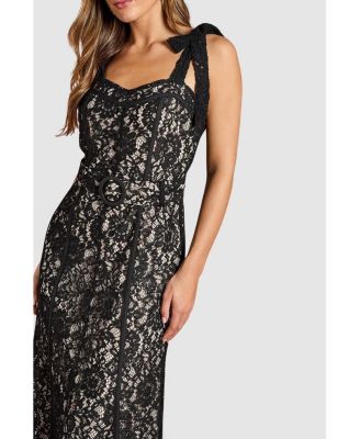 Women's Lace Bow Shoulder Maxi Dress