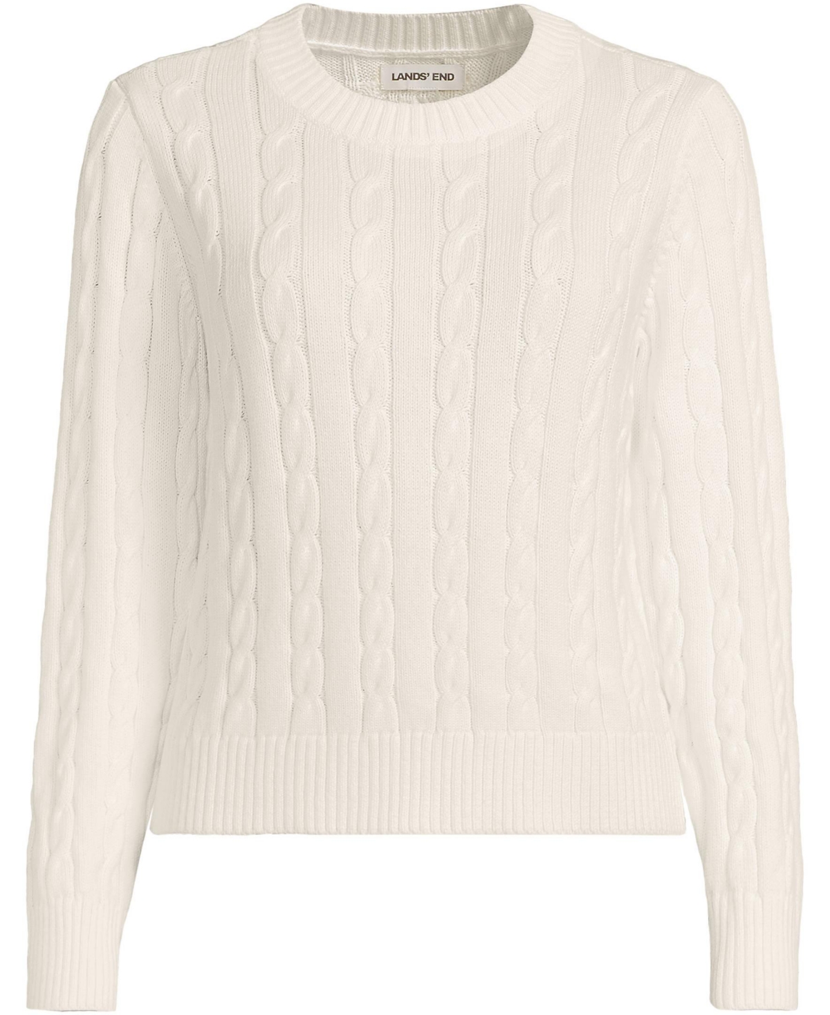 Lands' End Women's Drifter Classic Cable Crew Neck Sweater