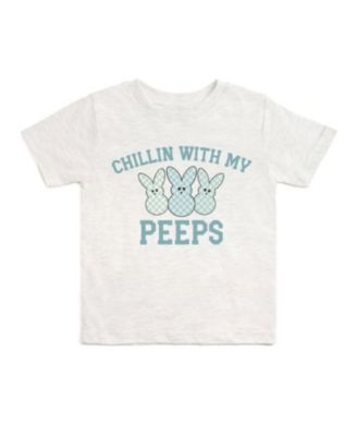 Little Boys Chillin With My Peeps Checker Easter Short Sleeve T-Shirt