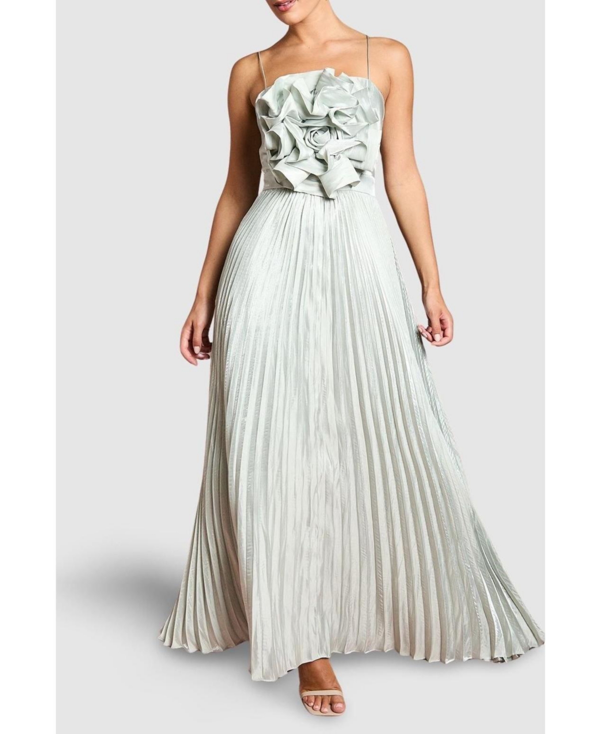 Coast Women's Metallic Pleated Corsage Maxi Dress