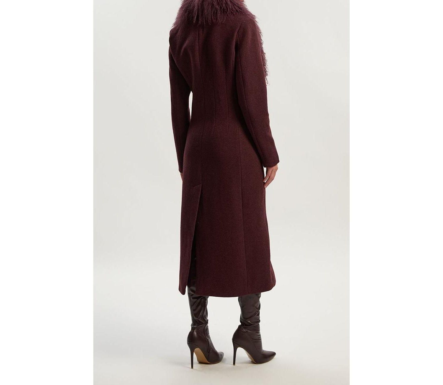 Women's Wool Detachable Collar Midi Coat