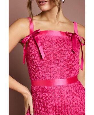 Women's 3D Flower Strappy Midi Dress