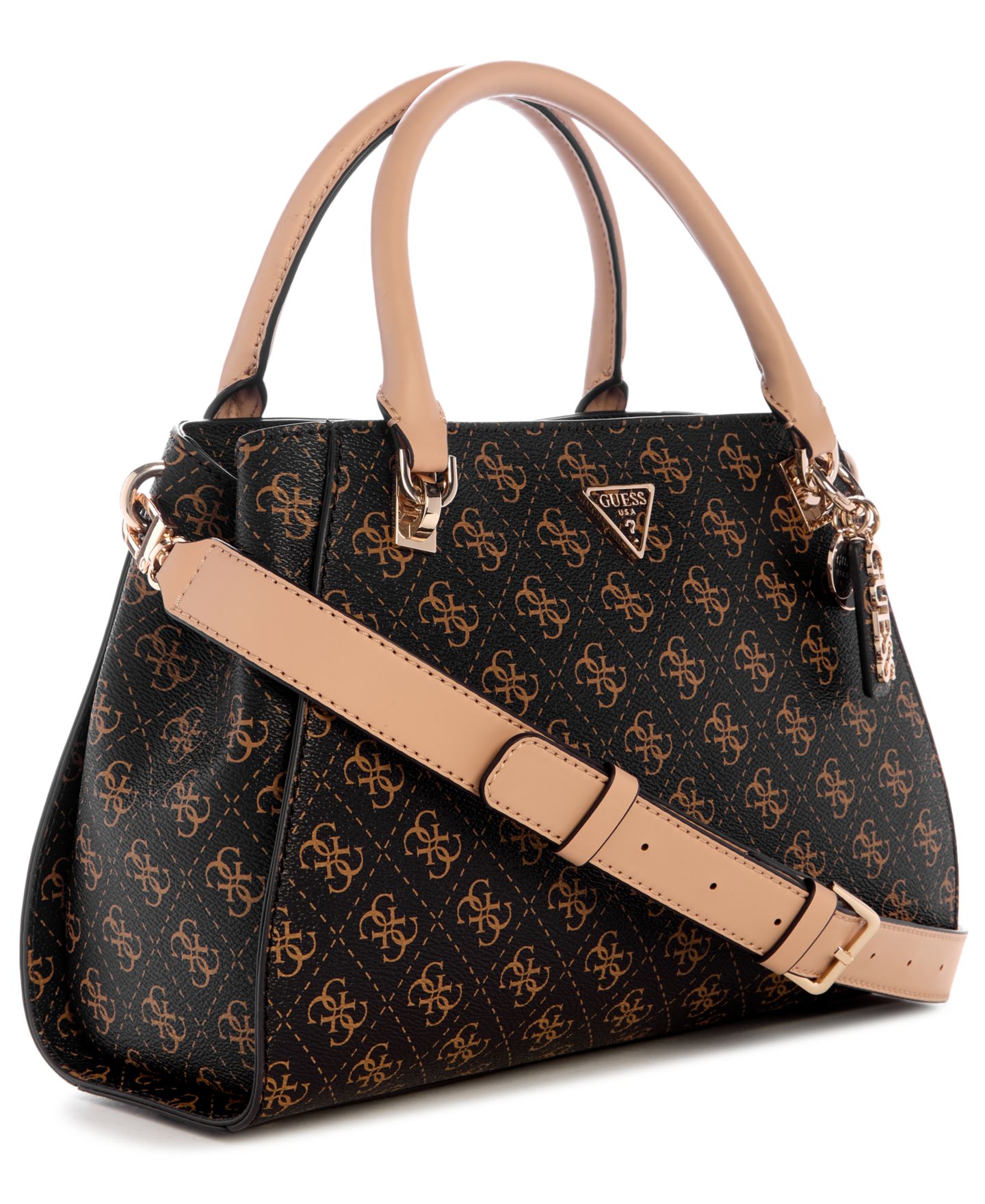 Женская сумка GUESS Noelle Ii Luxury Medium Satchel, цвет: Коричневый — фото 3