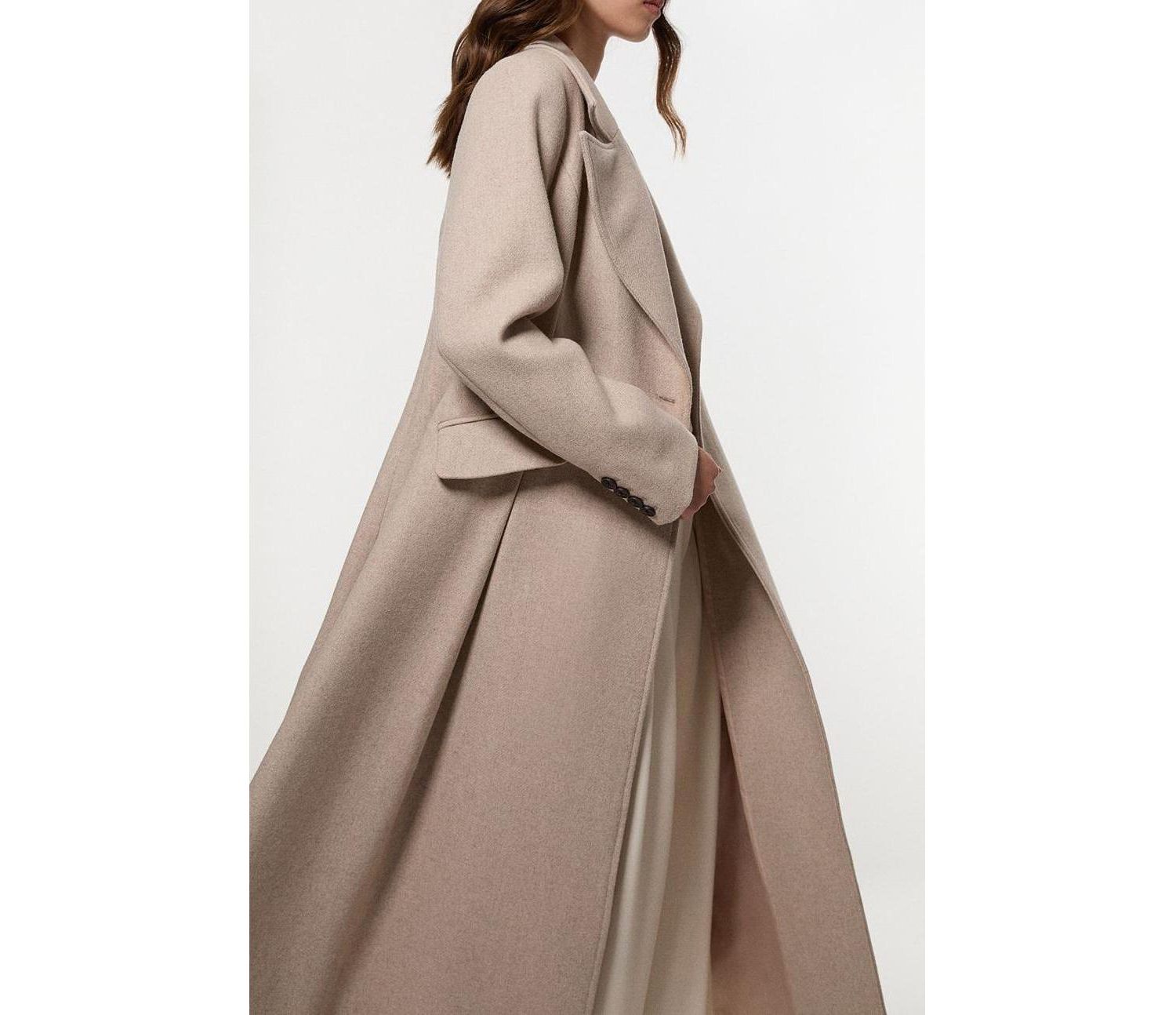 Women's Wool Tailored Flared Skirt Midi Coat