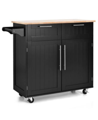 Kitchen Island Storage Trolley with Drawer and Towel Rack, Rolling Cart