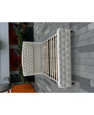 51-Inch Velvet Upholstered Wingback Platform Bed Frame with Tall Tufted Headboard and Footboard, Sturdy Frame, No Box Spring Needed