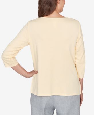 Women's  Al Fresco Asymmetrical Floral Embroidered Textured Top