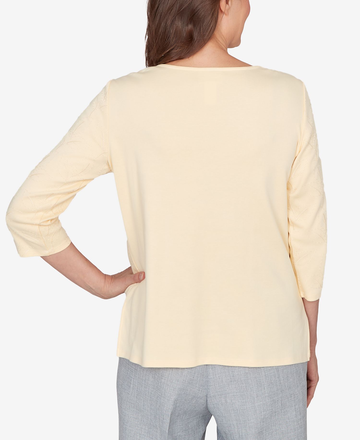 Women's Al Fresco Asymmetrical Floral Embroidered Textured Top