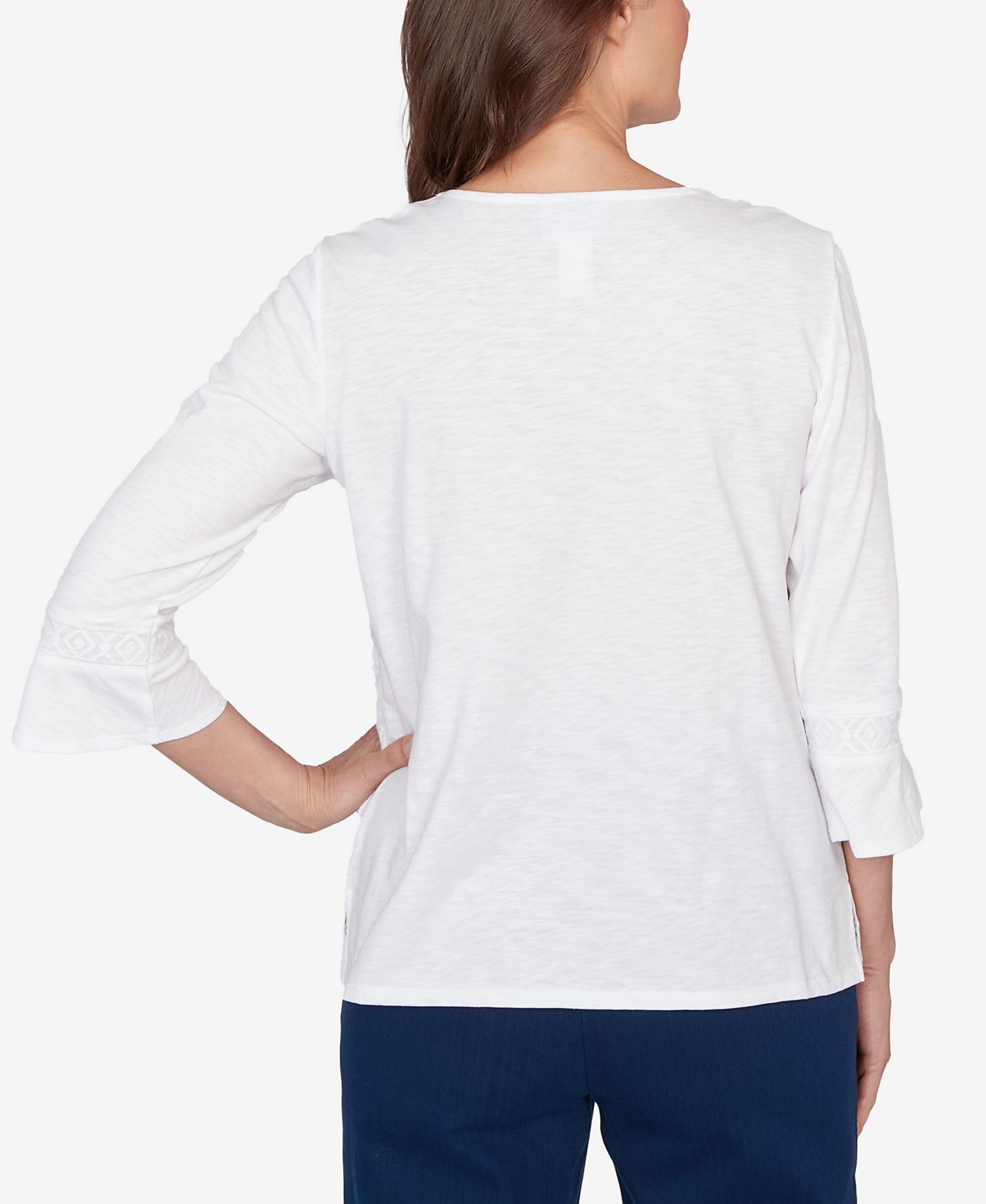 Women's Mykonos White Medallion Embroidered Top