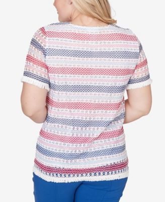 Women's  The Royal Treatment Biadere Fringe Textured T-shirt with Necklace