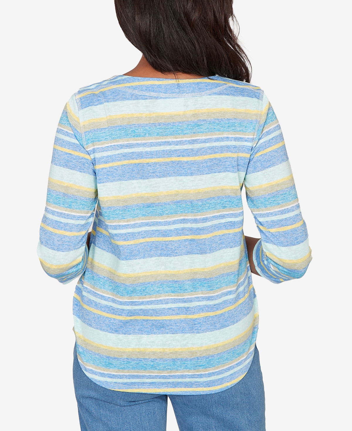 Alfred Dunner Women's Beachcomber Coastal Striped Top with Necklace