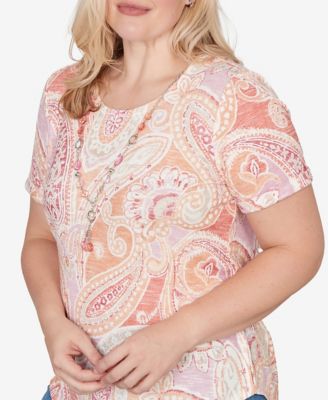 Women's  Beachcomber Paisley Short Sleeve T-shirt with Necklace