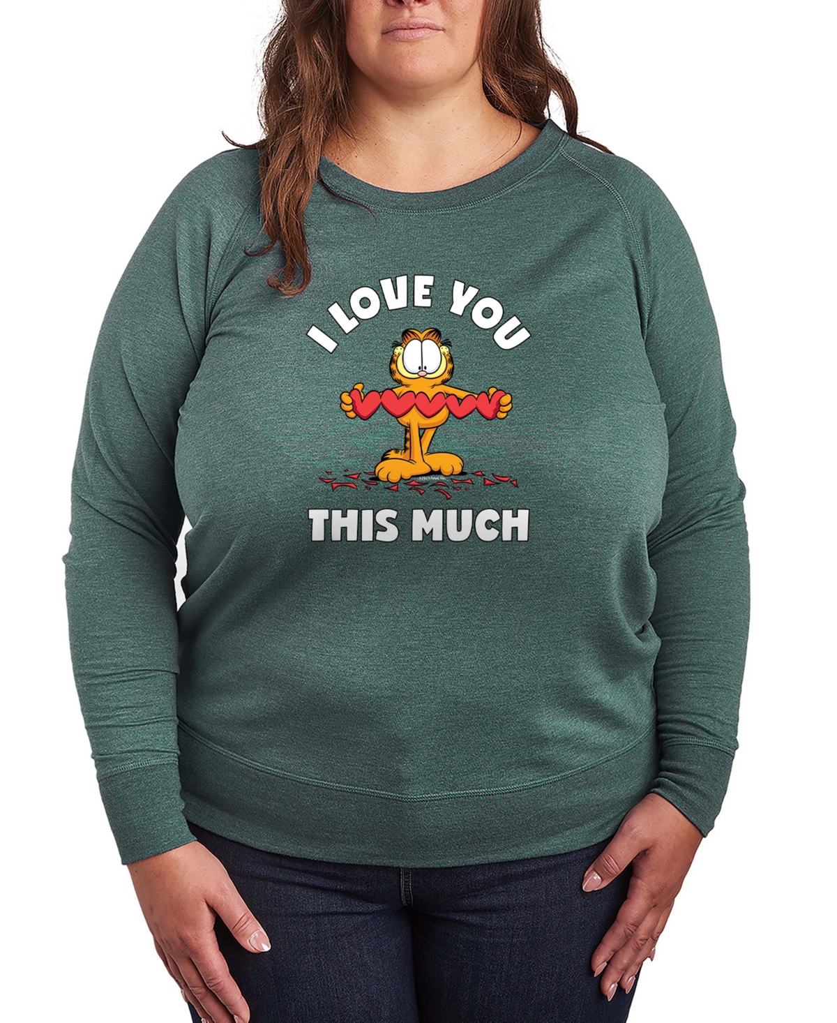 Hybrid Apparel Women's Garfield I Love You This Much French Terry Long sleeve T-shirt