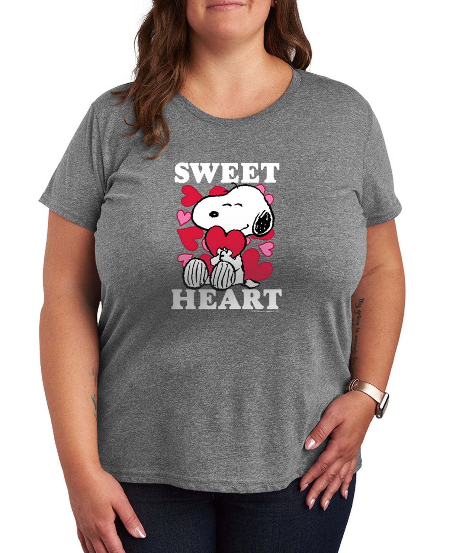 Women's Peanuts Snoopy Sweet Heart Valentine Short-Sleeve Graphic T-Shirt