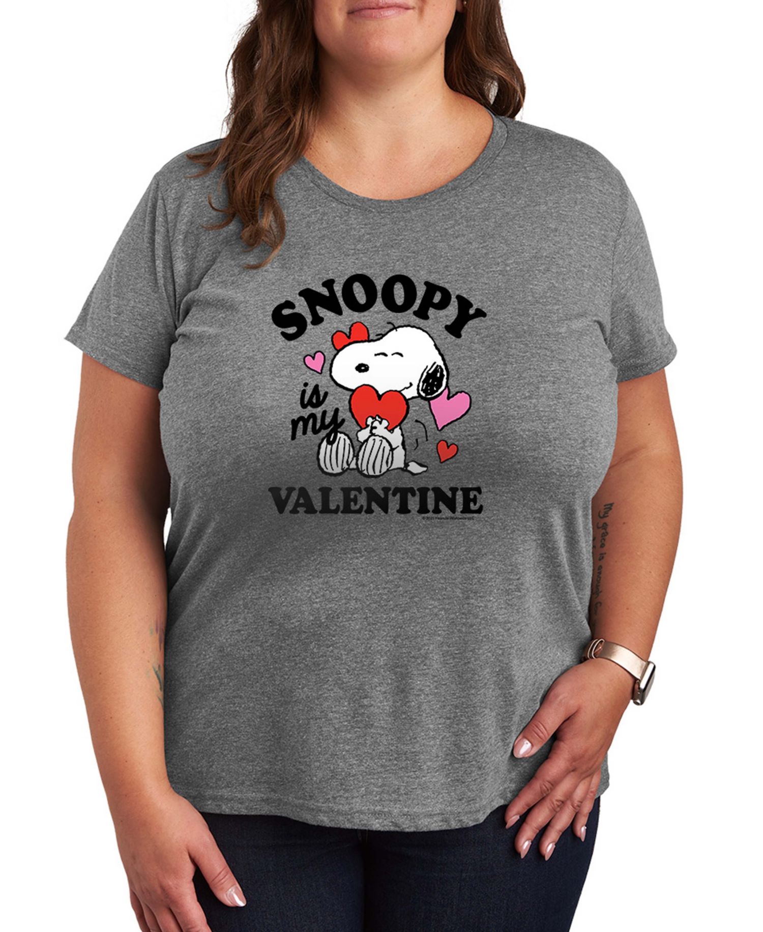 Women's Peanuts Snoopy Is My Valentine Short-Sleeve Graphic T-Shirt