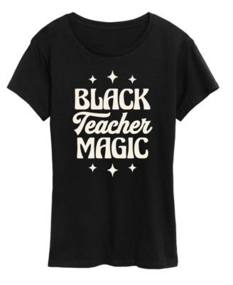 Women's Instant Message Black Teacher Magic Short Sleeve Graphic T-Shirt