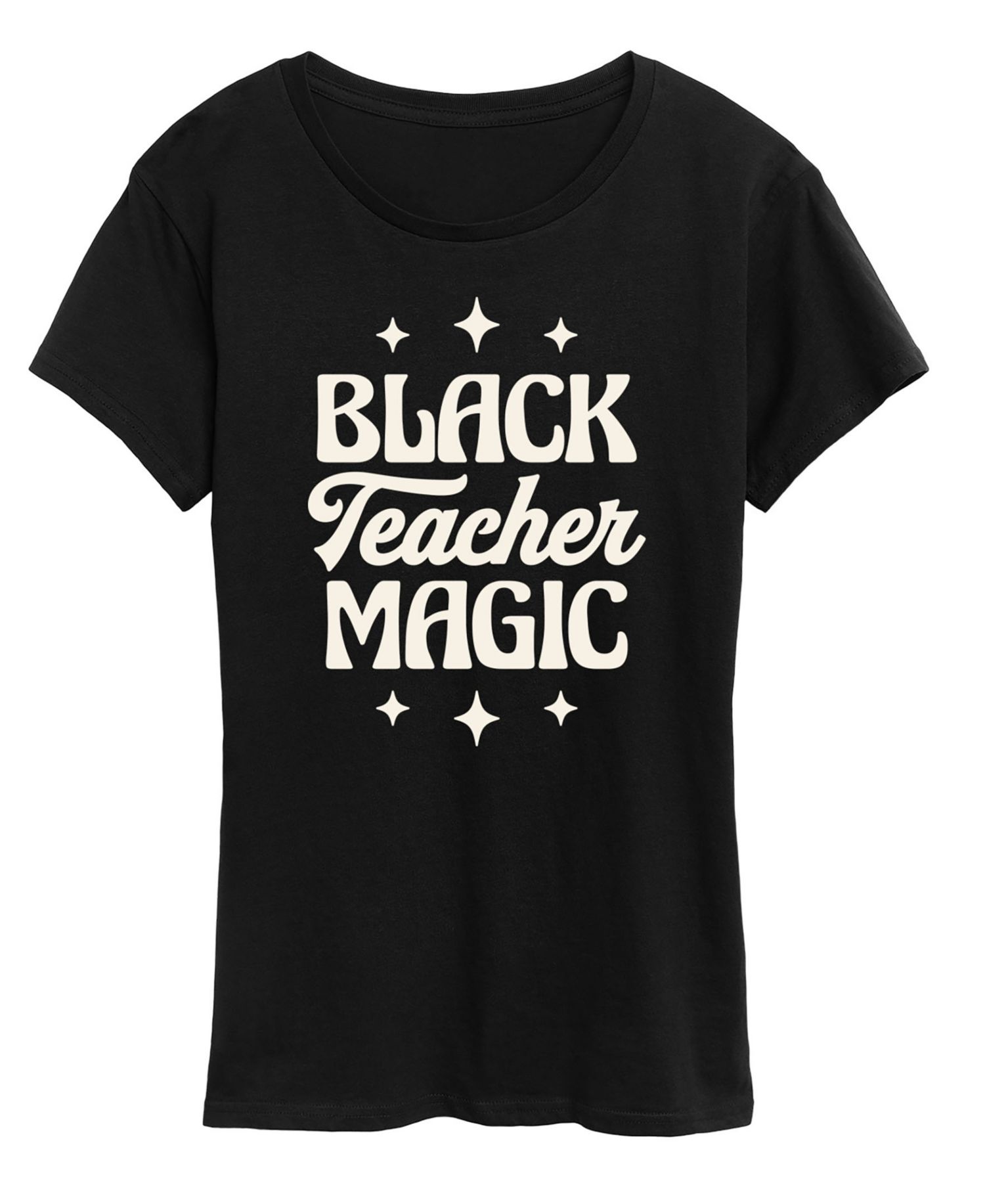 Women's Instant Message Black Teacher Magic Short-Sleeve Graphic T-Shirt