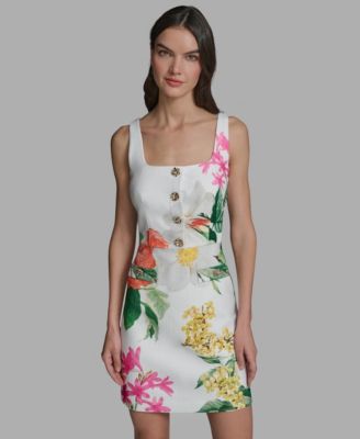 Women's Floral Print Sleeveless Sheath Dress