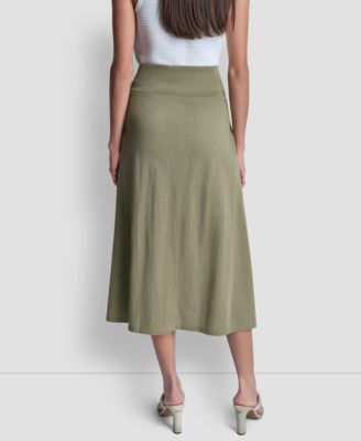 Women's Arid Pique Mini Logo Emblem Slit A-Line Skirt