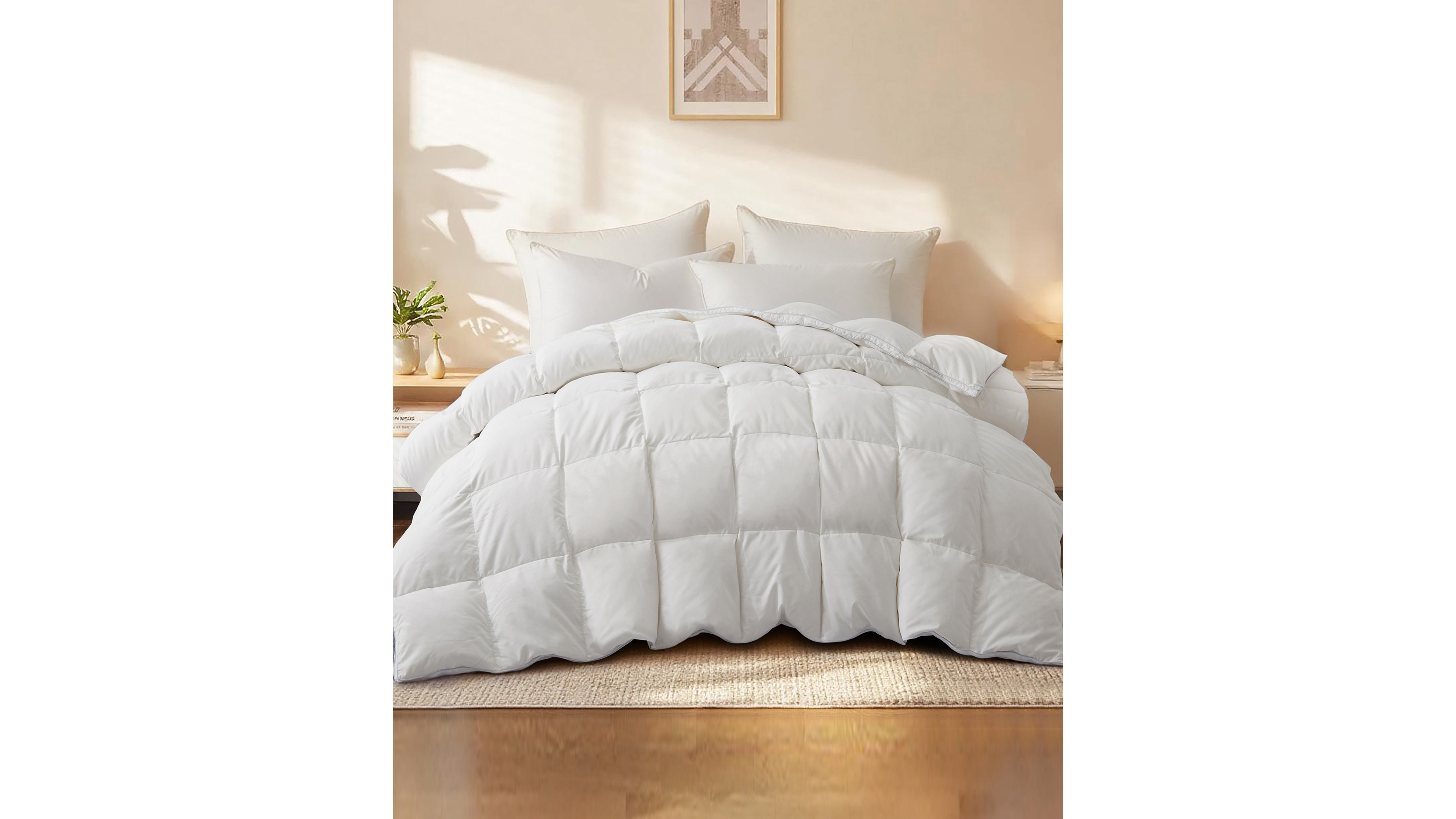 Unikome Medium Weight Extra Soft Goose Feather Fiber Comforter, Twin