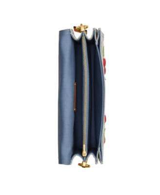 Tabby Medium Denim Cherry Embroidery Shoulder Bag 26