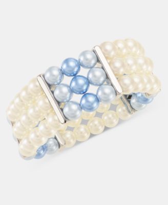 Imitation Pearl Triple Row Stretch Bracelet